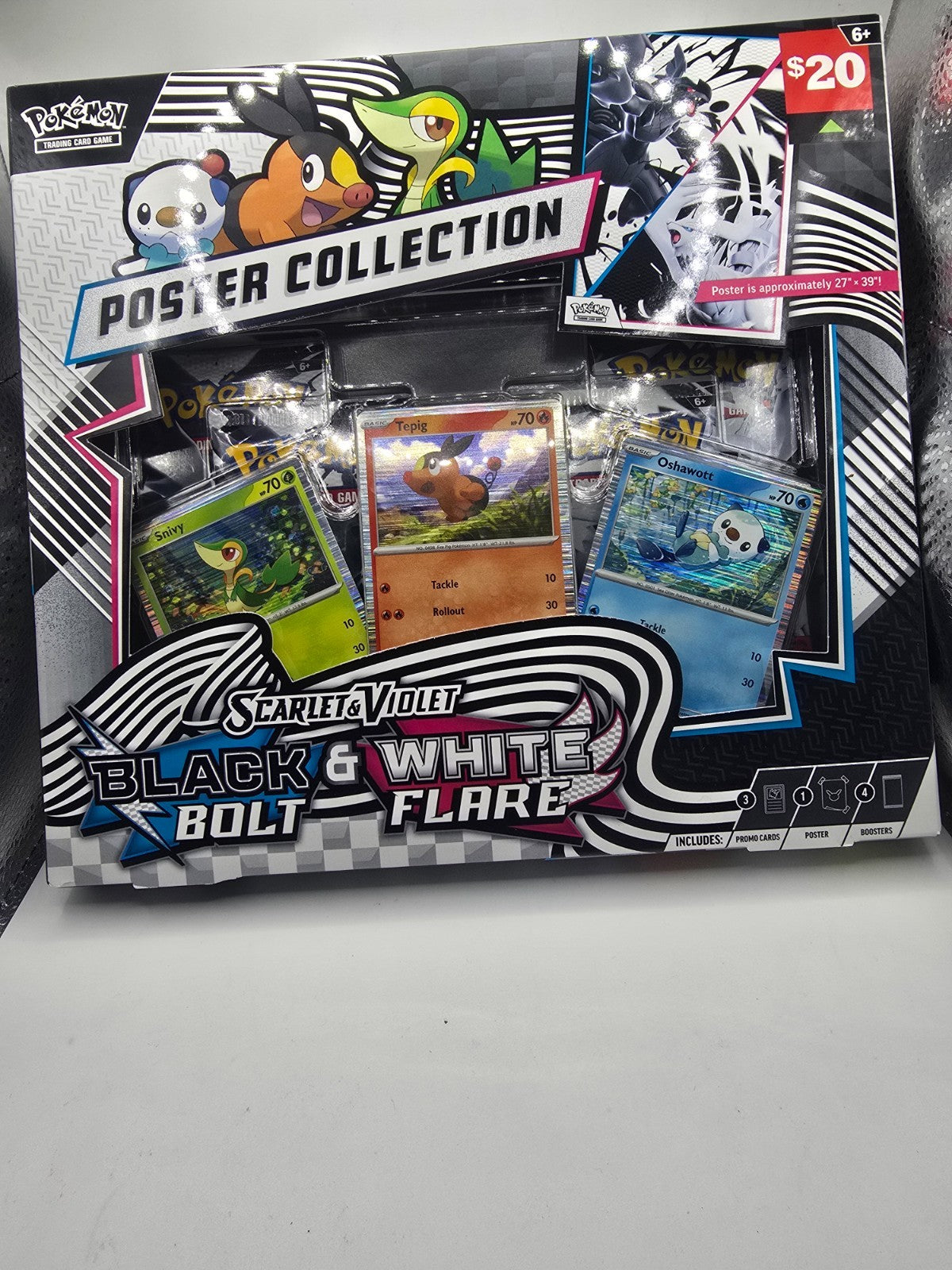 Pokemon TCG Scarlet & Violet Black Bolt & White Flare Poster Collection Box New