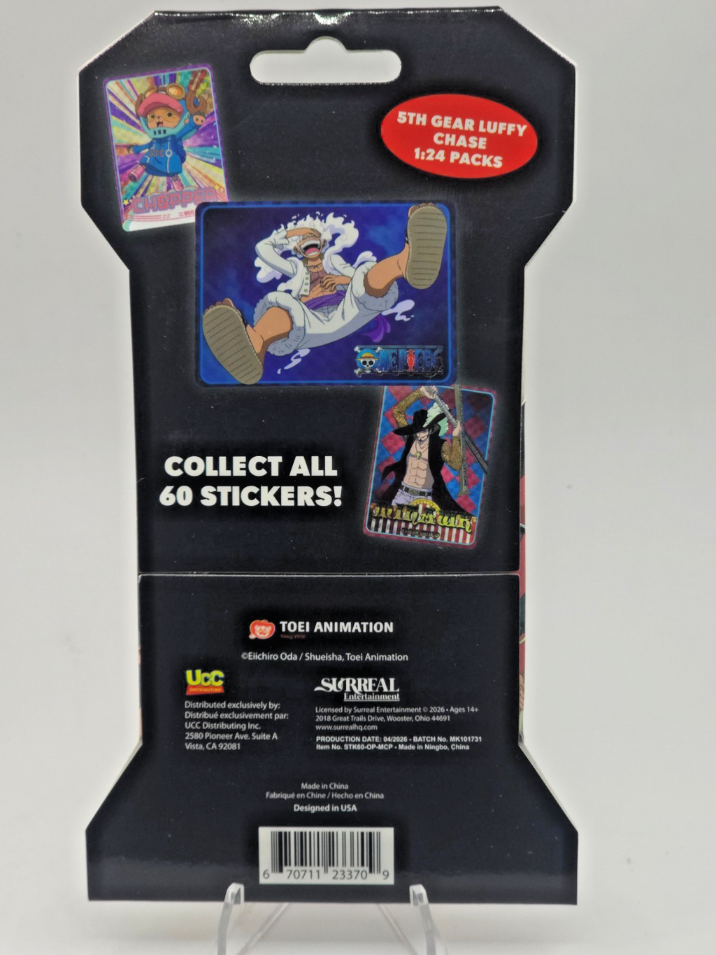 One Piece Series 2 Holographic Sticker Pack 5pc Paper Multicolor Luffy Chopper