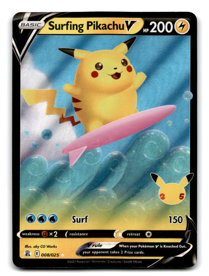 Surfing Pikachu V 008/025 Celebrations Holo