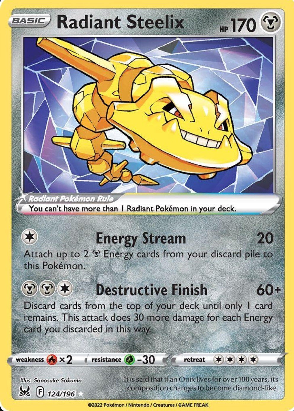 Radiant Steelix 124/196 Swsh11: Lost Origin Holo